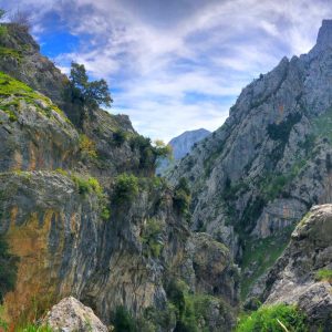 Parque Nacional de los Picos de Europa macizo Occidental guía de montaña mirando al picu ruta del Cares